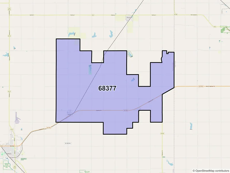 Map of ZIP Code 68377 — Jansen, NE