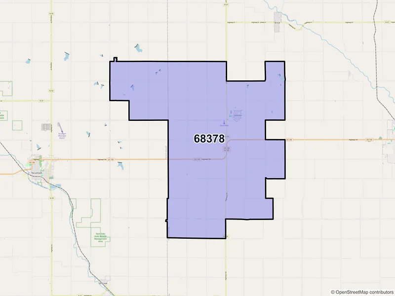 Map of ZIP Code 68378 — Johnson, NE