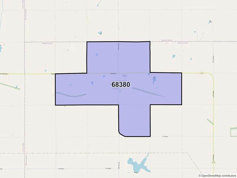 Map of ZIP Code 68380 — Lewiston, NE