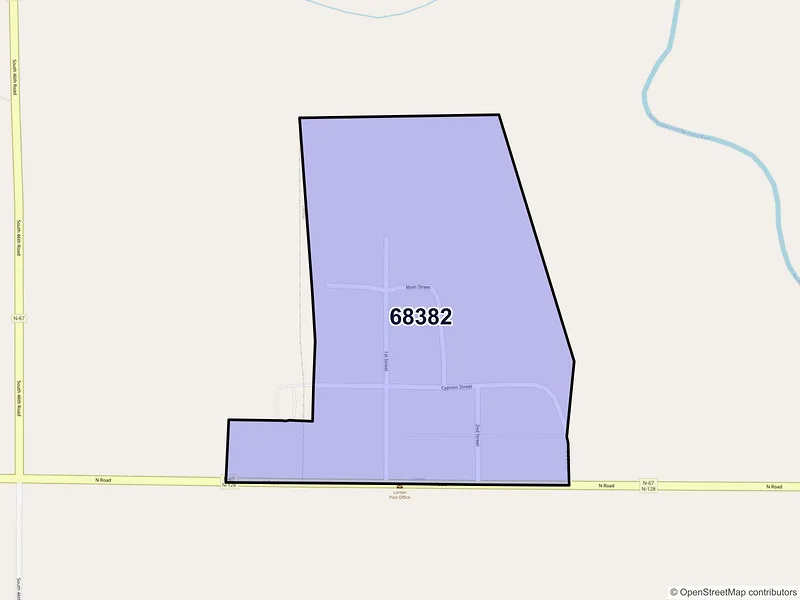 Map of ZIP Code 68382 — Lorton, NE