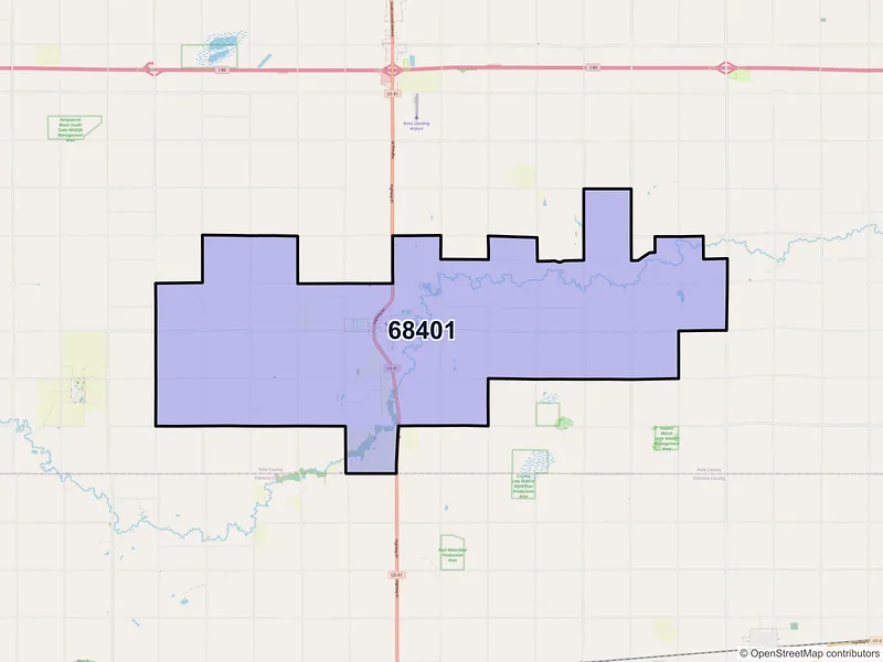 Map of ZIP Code 68401 — Mc Cool Junction, NE