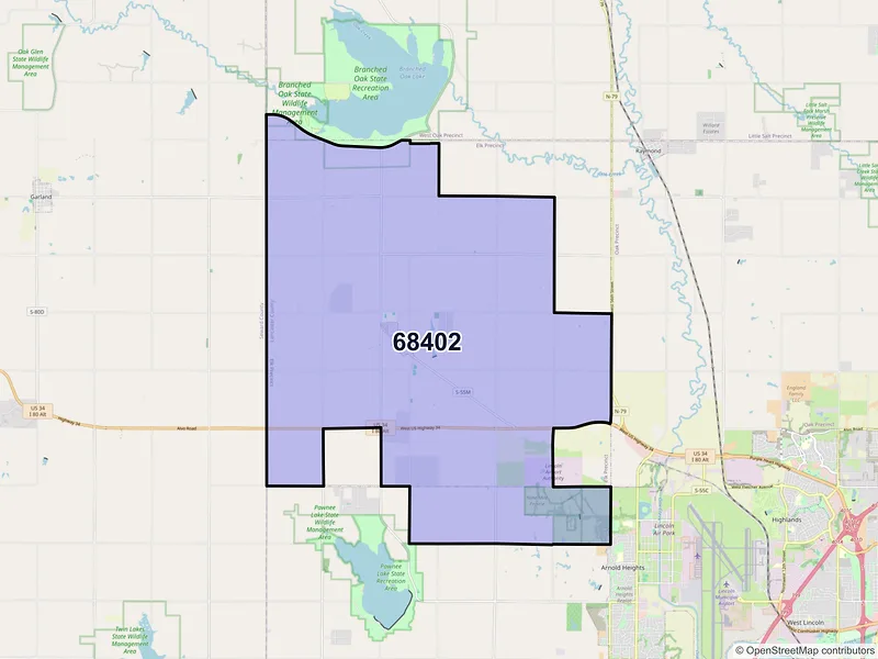 Map of ZIP Code 68402 — Malcolm, NE