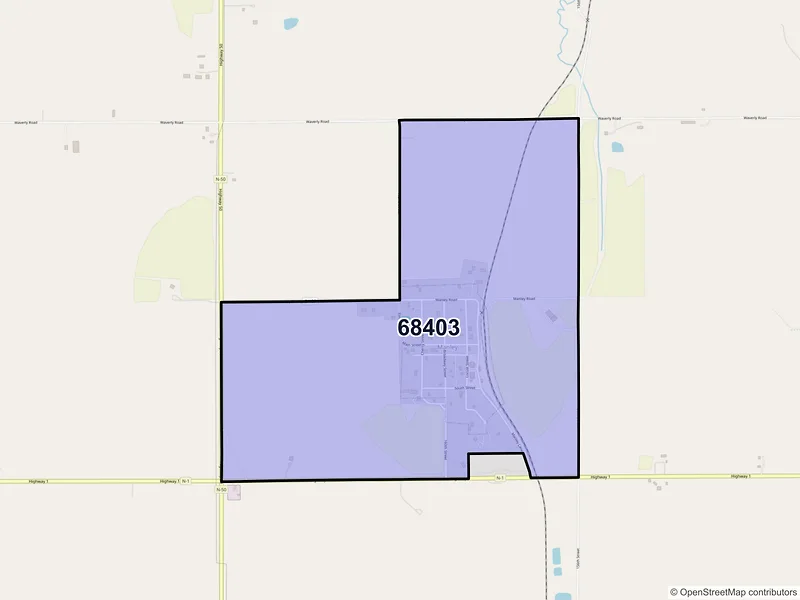 Map of Manley, Nebraska and ZIP codes