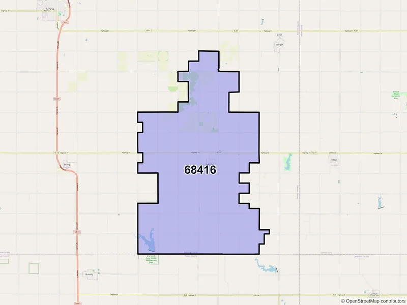 Map of Ohiowa, Nebraska and ZIP codes