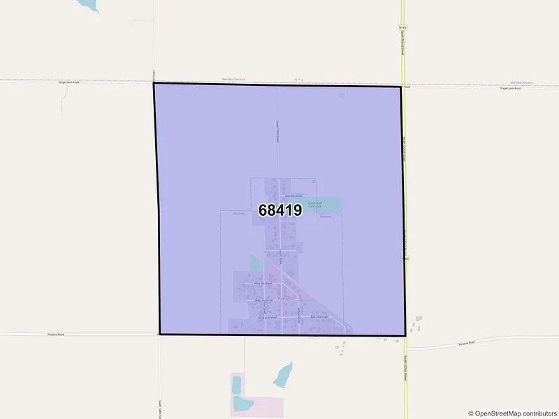 Map of Panama, Nebraska and ZIP codes