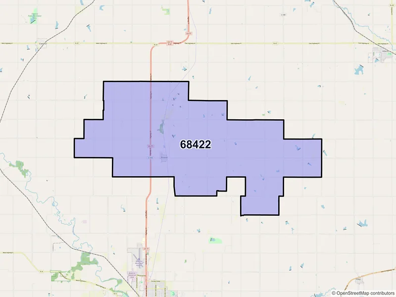Map of ZIP Code 68422 — Pickrell, NE