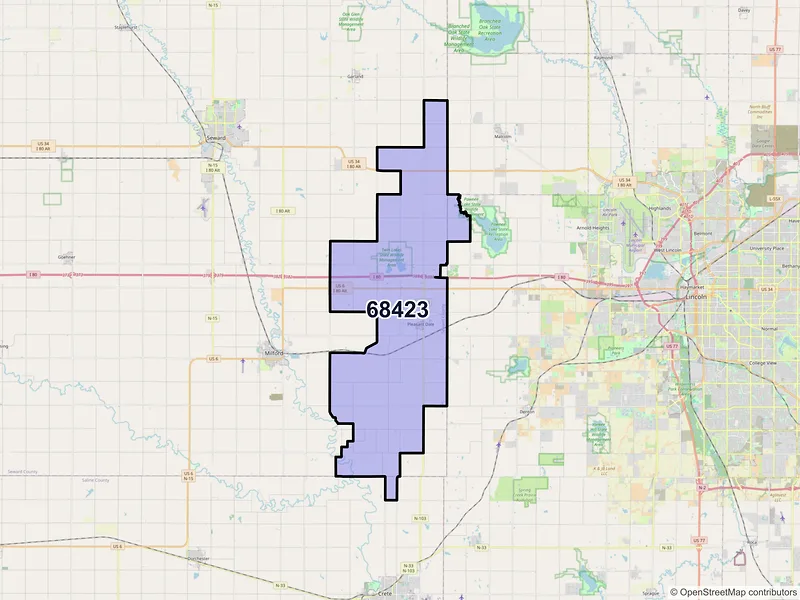Map of Pleasant Dale, Nebraska and ZIP codes