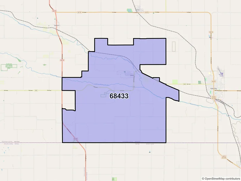 Map of ZIP Code 68433 — Salem, NE