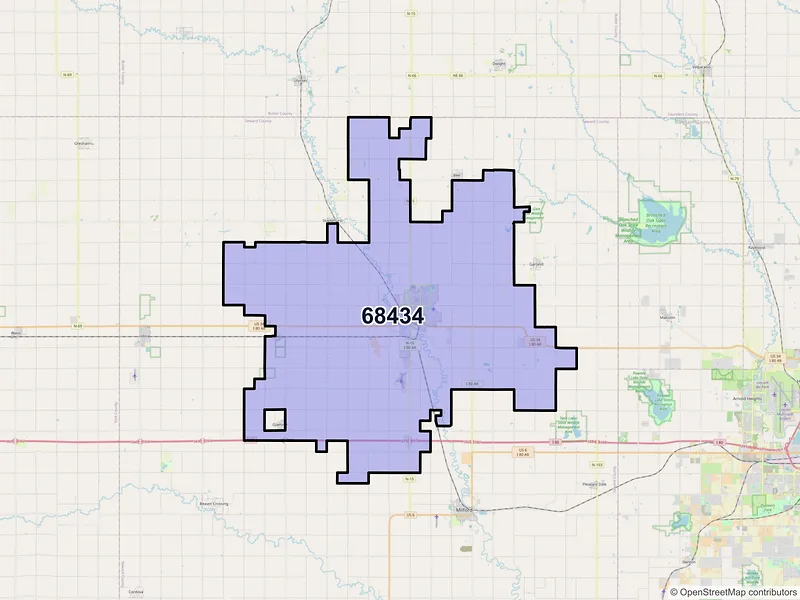Map of ZIP Code 68434 — Seward, NE