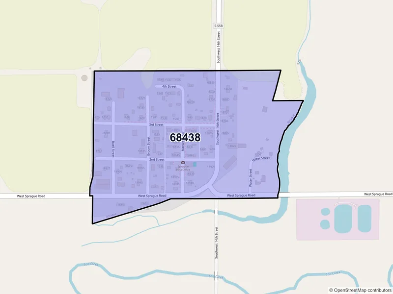 Map of Sprague, Nebraska and ZIP codes
