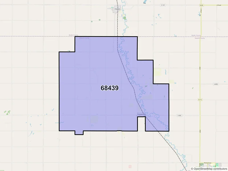 Map of ZIP Code 68439 — Staplehurst, NE
