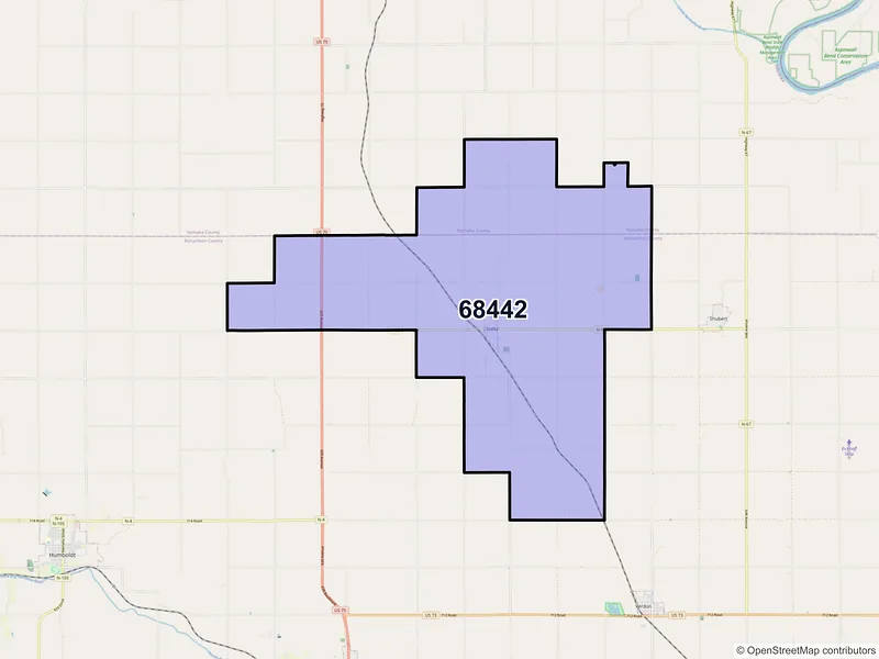 Map of ZIP Code 68442 — Stella, NE