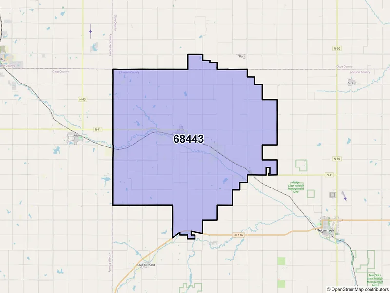Map of ZIP Code 68443 — Sterling, NE