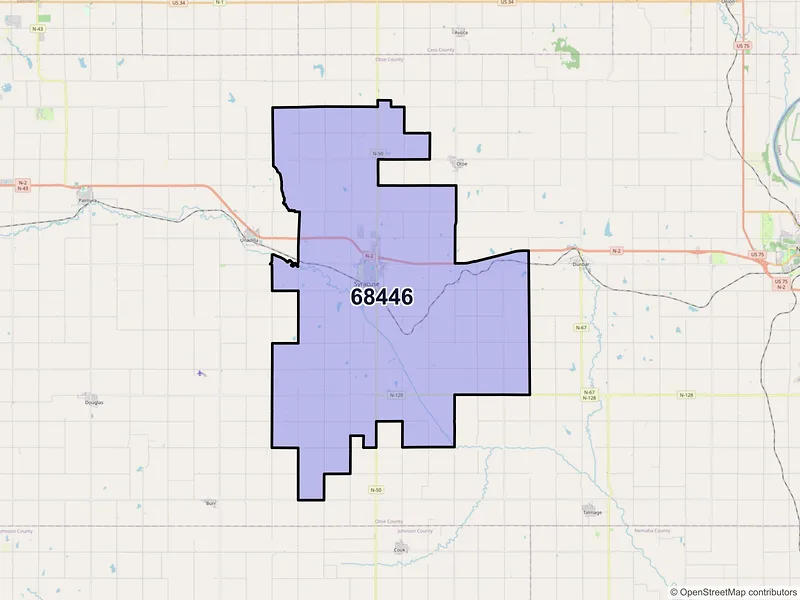 Map of ZIP Code 68446 — Syracuse, NE