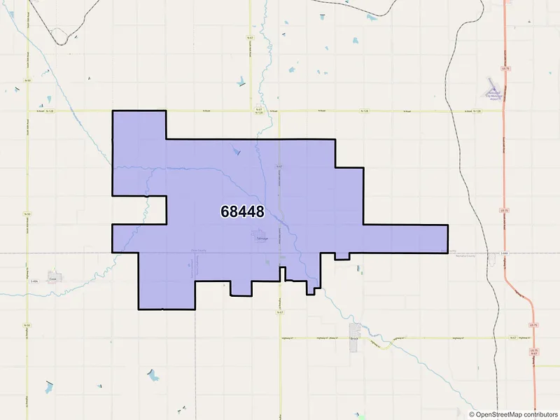 Map of ZIP Code 68448 — Talmage, NE