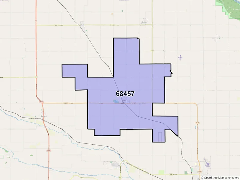 Map of ZIP Code 68457 — Verdon, NE