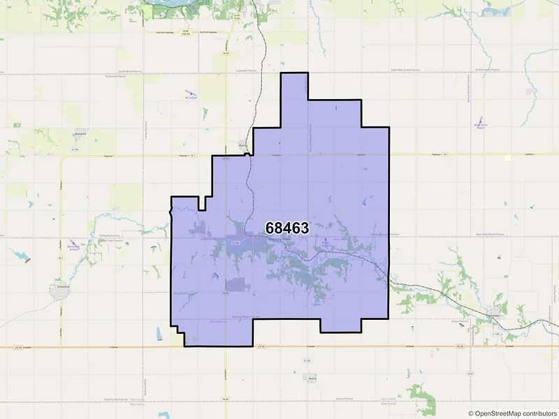 Map of Weeping Water, Nebraska and ZIP codes