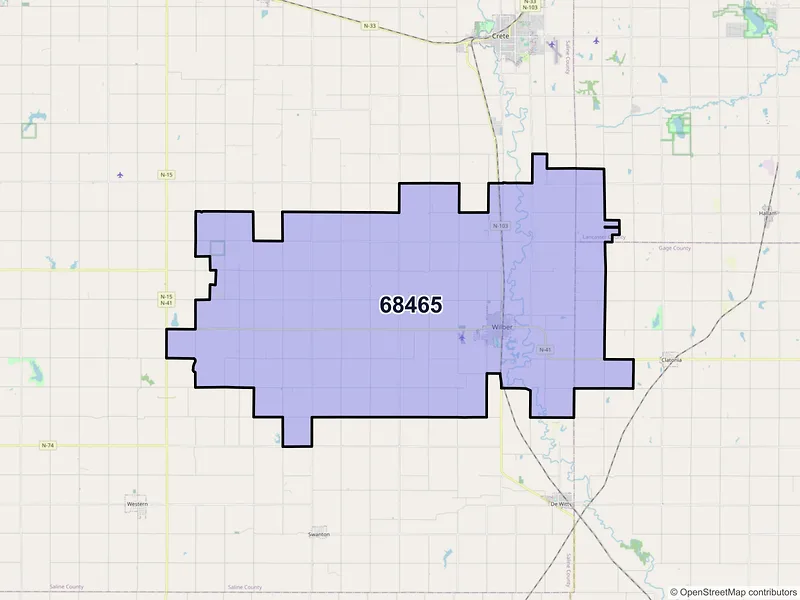 Map of ZIP Code 68465 — Wilber, NE