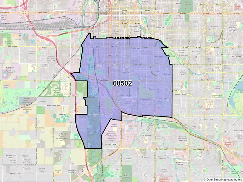 Map of ZIP Code 68502 — Lincoln, NE