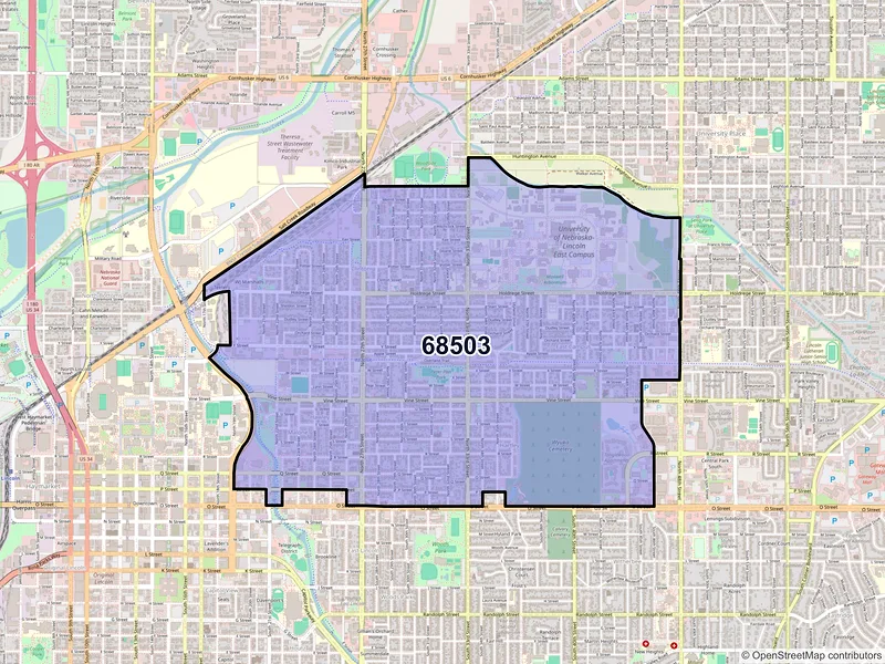 Map of ZIP Code 68503 — Lincoln, NE