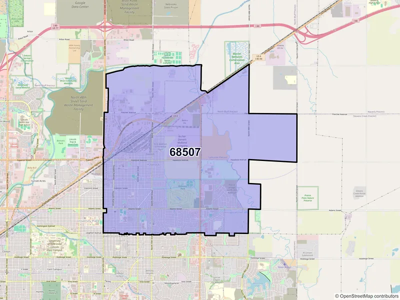 Map of ZIP Code 68507 — Lincoln, NE