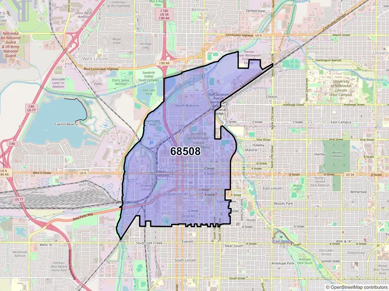 Map of ZIP Code 68508 — Lincoln, NE