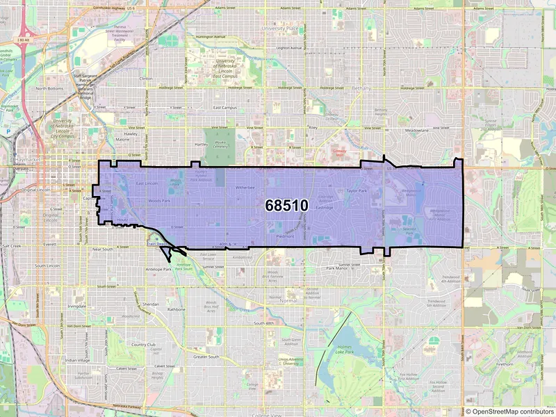 Map of ZIP Code 68510 — Lincoln, NE