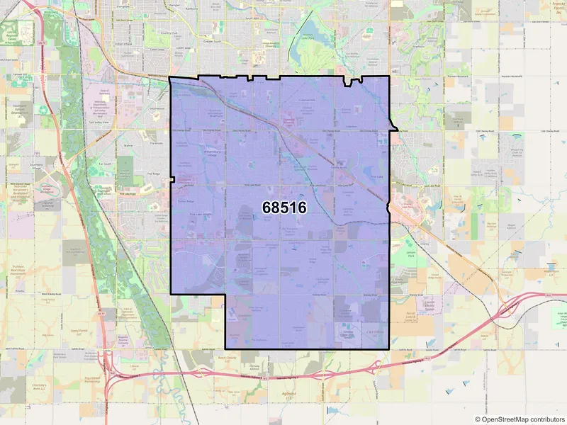 Map of ZIP Code 68516 — Lincoln, NE