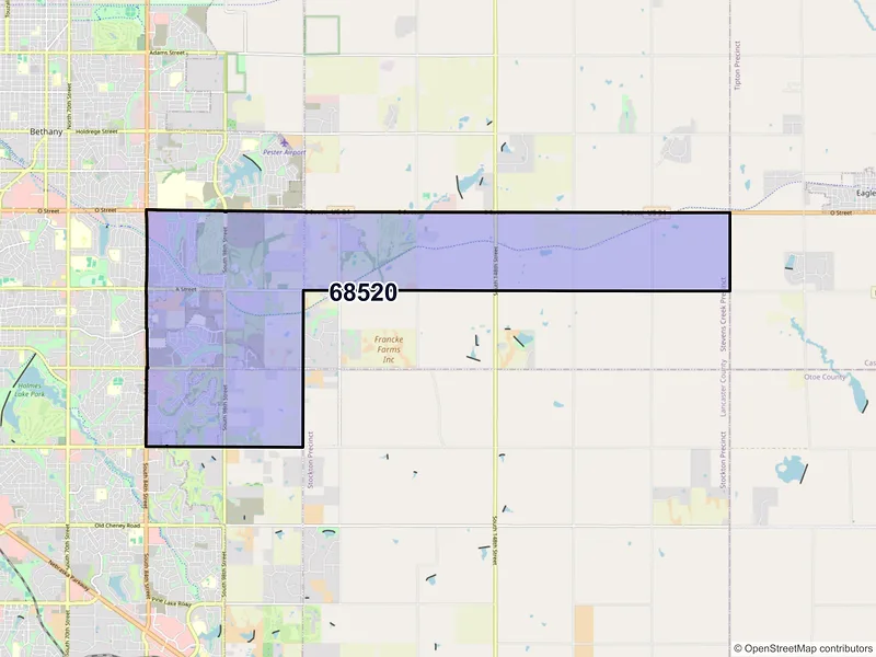Map of ZIP Code 68520 — Lincoln, NE