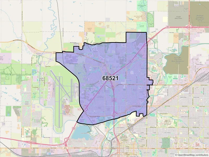 Map of ZIP Code 68521 — Lincoln, NE