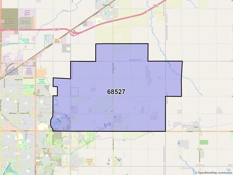Map of ZIP Code 68527 — Lincoln, NE