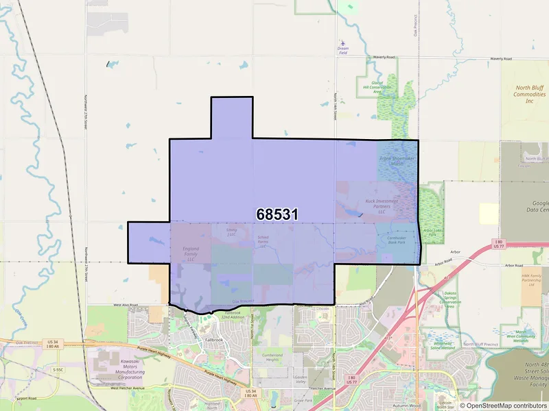 Map of ZIP Code 68531 — Lincoln, NE