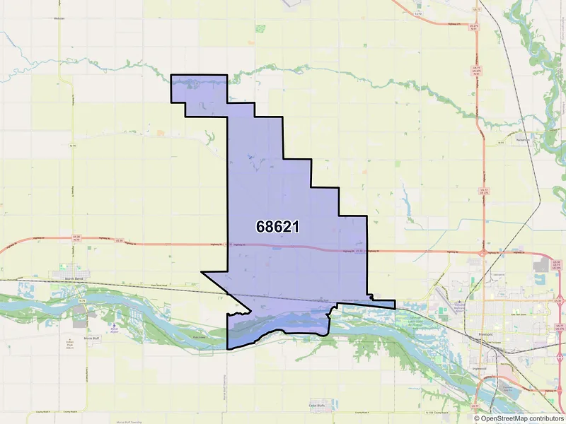 Map of ZIP Code 68621 — Ames, NE