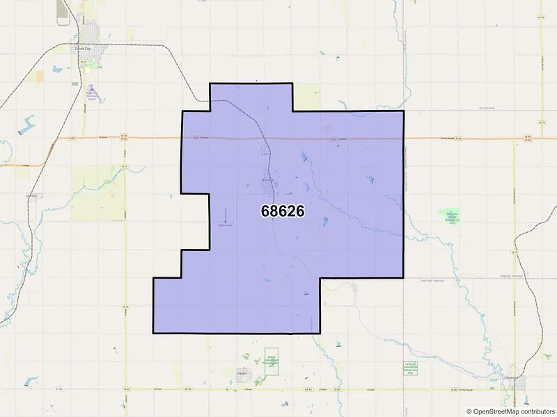 Map of ZIP Code 68626 — Brainard, NE