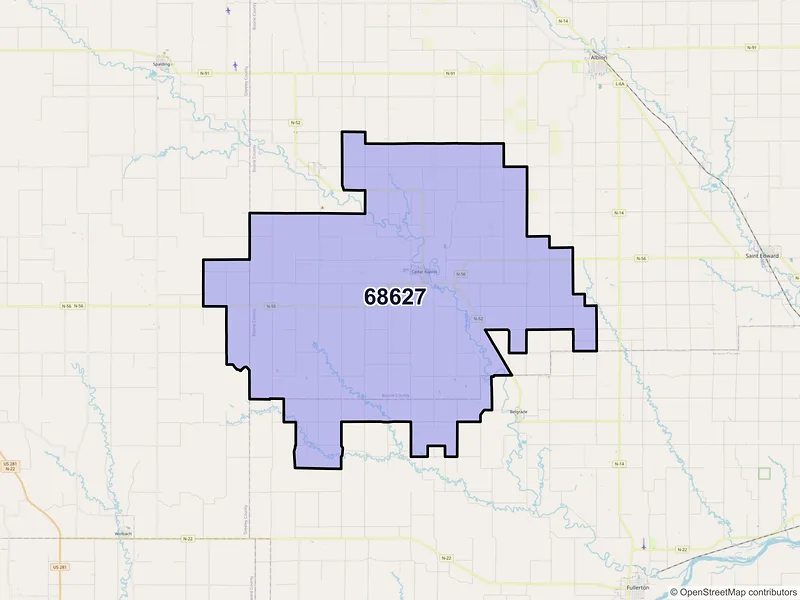 Map of ZIP Code 68627 — Cedar Rapids, NE