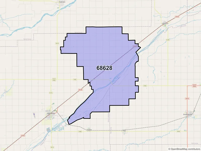 Map of ZIP Code 68628 — Clarks, NE
