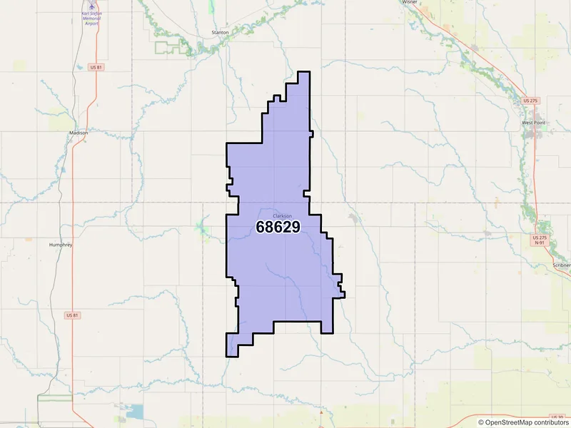 Map of ZIP Code 68629 — Clarkson, NE