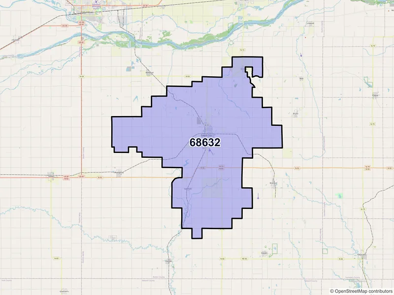 Map of ZIP Code 68632 — David City, NE
