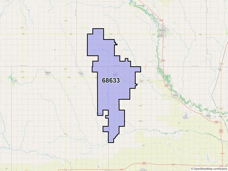 Map of ZIP Code 68633 — Dodge, NE