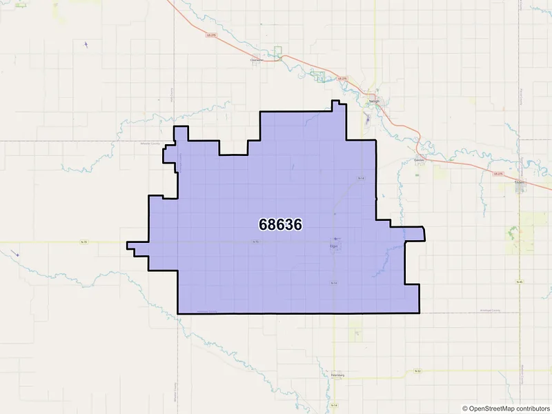 Map of ZIP Code 68636 — Elgin, NE