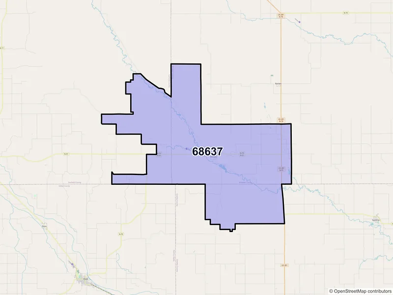 Map of Ericson, Nebraska and ZIP codes