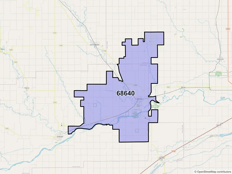 Map of ZIP Code 68640 — Genoa, NE