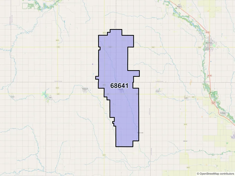 Map of ZIP Code 68641 — Howells, NE