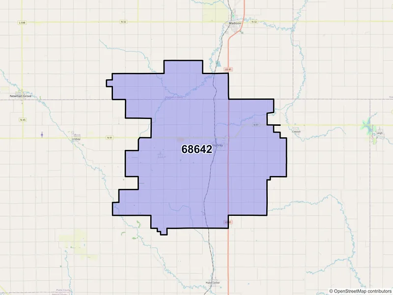 Map of ZIP Code 68642 — Humphrey, NE