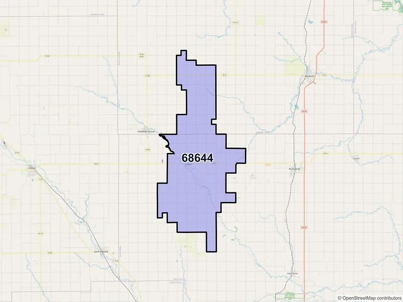 Map of ZIP Code 68644 — Lindsay, NE