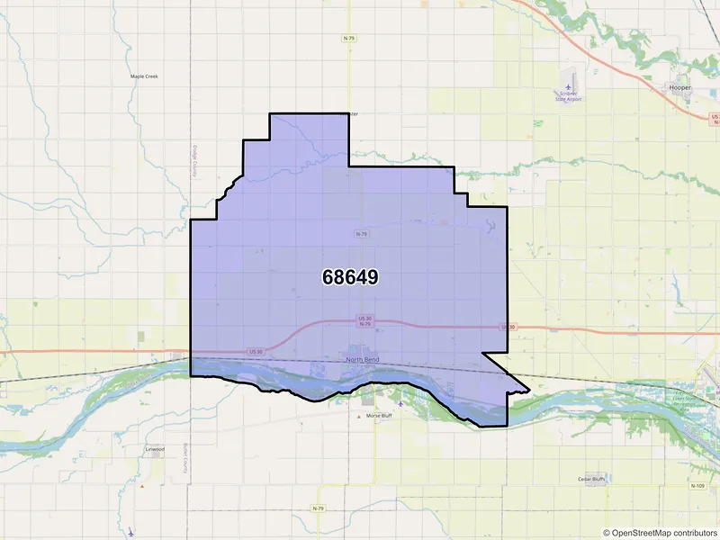 Map of ZIP Code 68649 — North Bend, NE