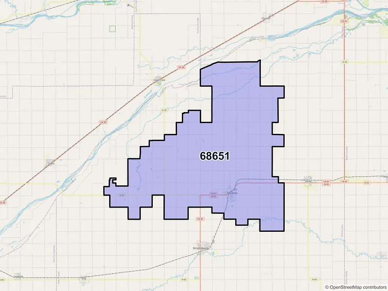 Map of ZIP Code 68651 — Osceola, NE