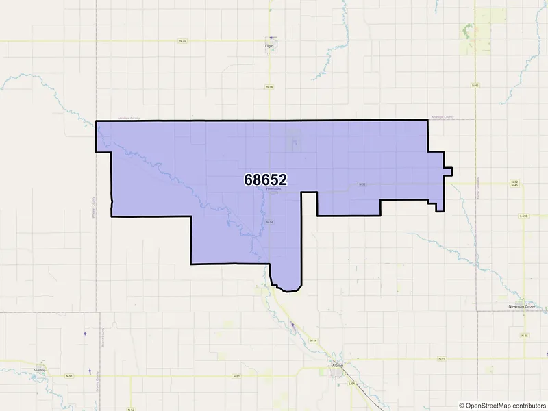 Map of ZIP Code 68652 — Petersburg, NE