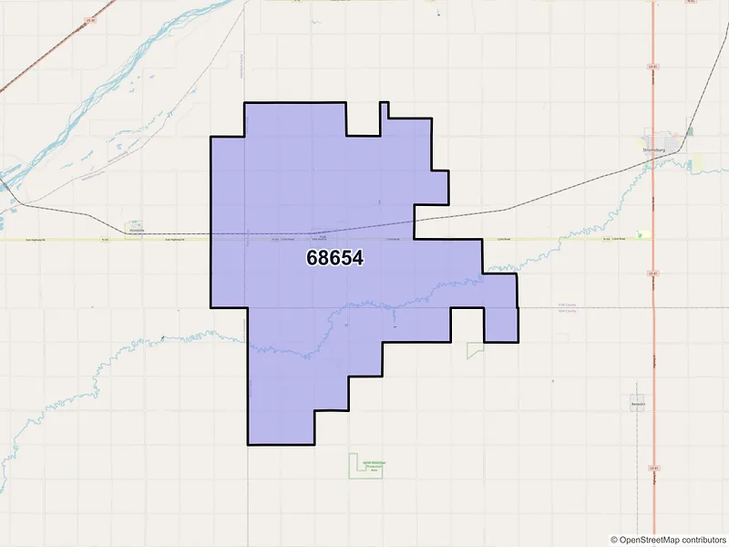 Map of Polk, Nebraska and ZIP codes