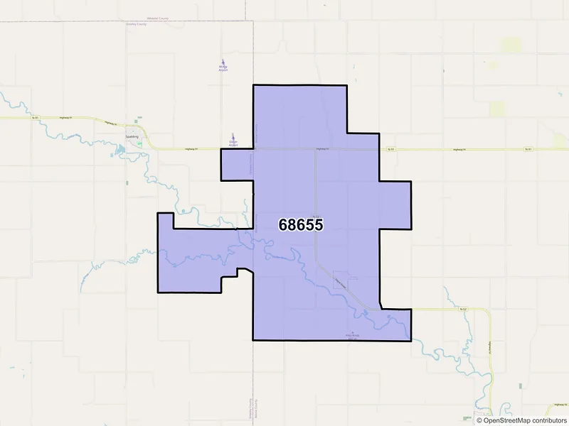 Map of ZIP Code 68655 — Primrose, NE